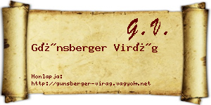 Günsberger Virág névjegykártya